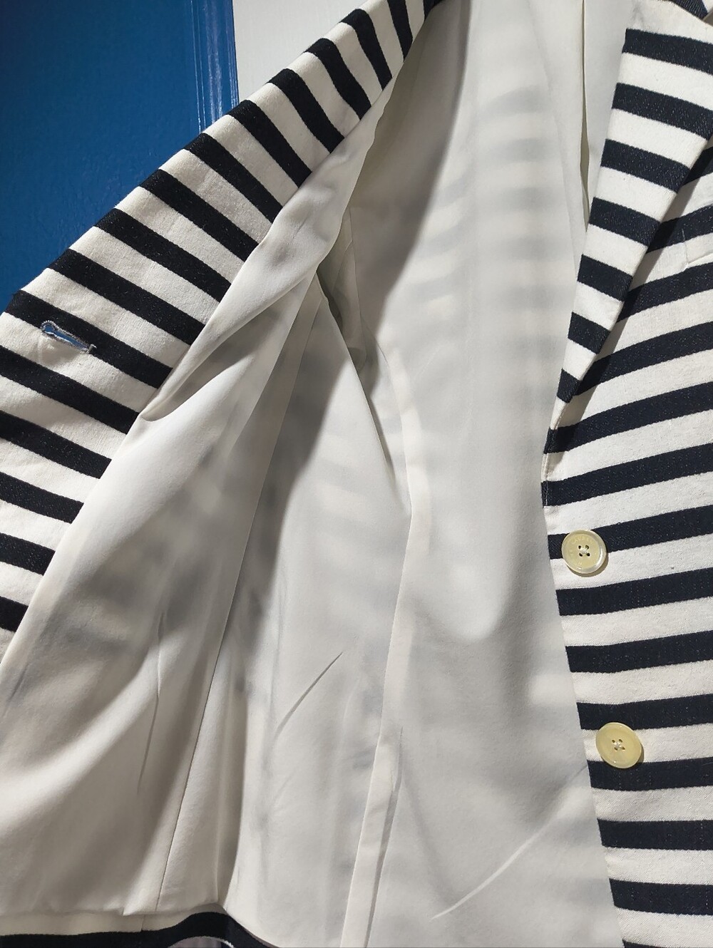 Lauren Ralph Lauren Black White Striped Nautical Tailored Blazer Jacket - Size 6 - Picture 13 of 16